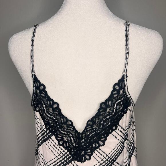 Paige Black + White Slip Dress Lace Trim Adjustable Spaghetti Straps Size Small - Picture 7 of 12